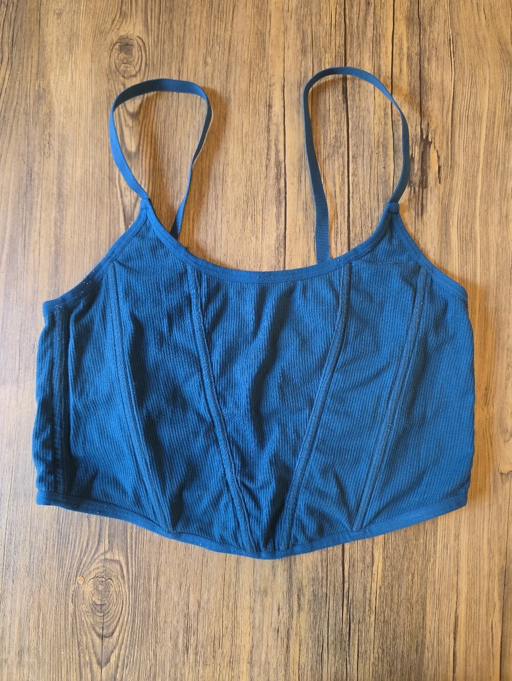 WO SZ XL Colsie Teal Ribbed Bandeau Corset Top